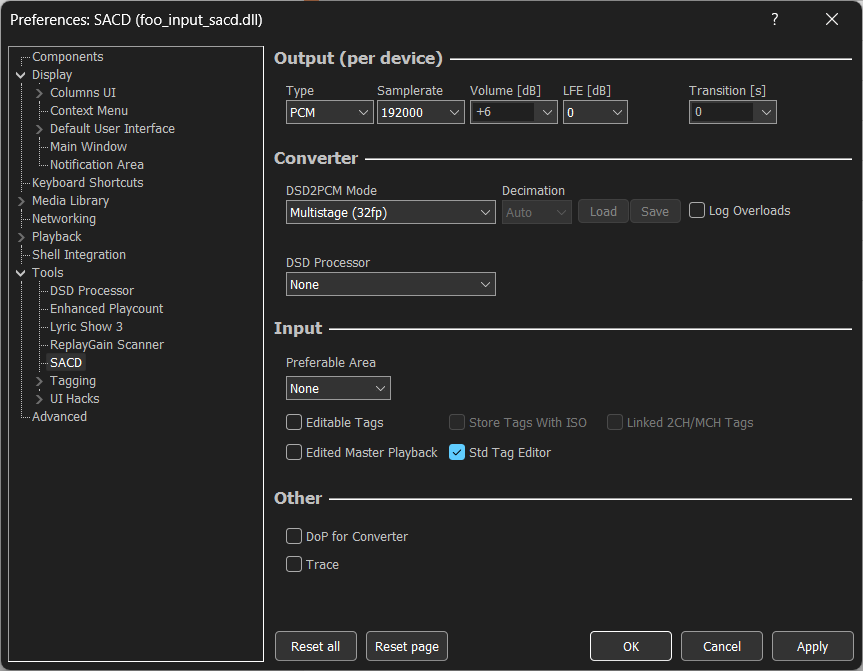 Component Settings